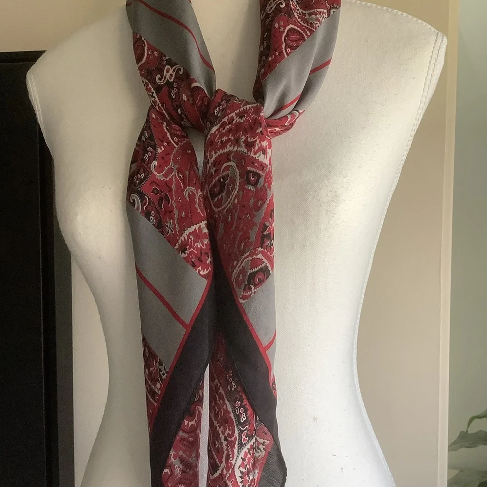 Red, Black and Gray Paisley Women's Square Scarf